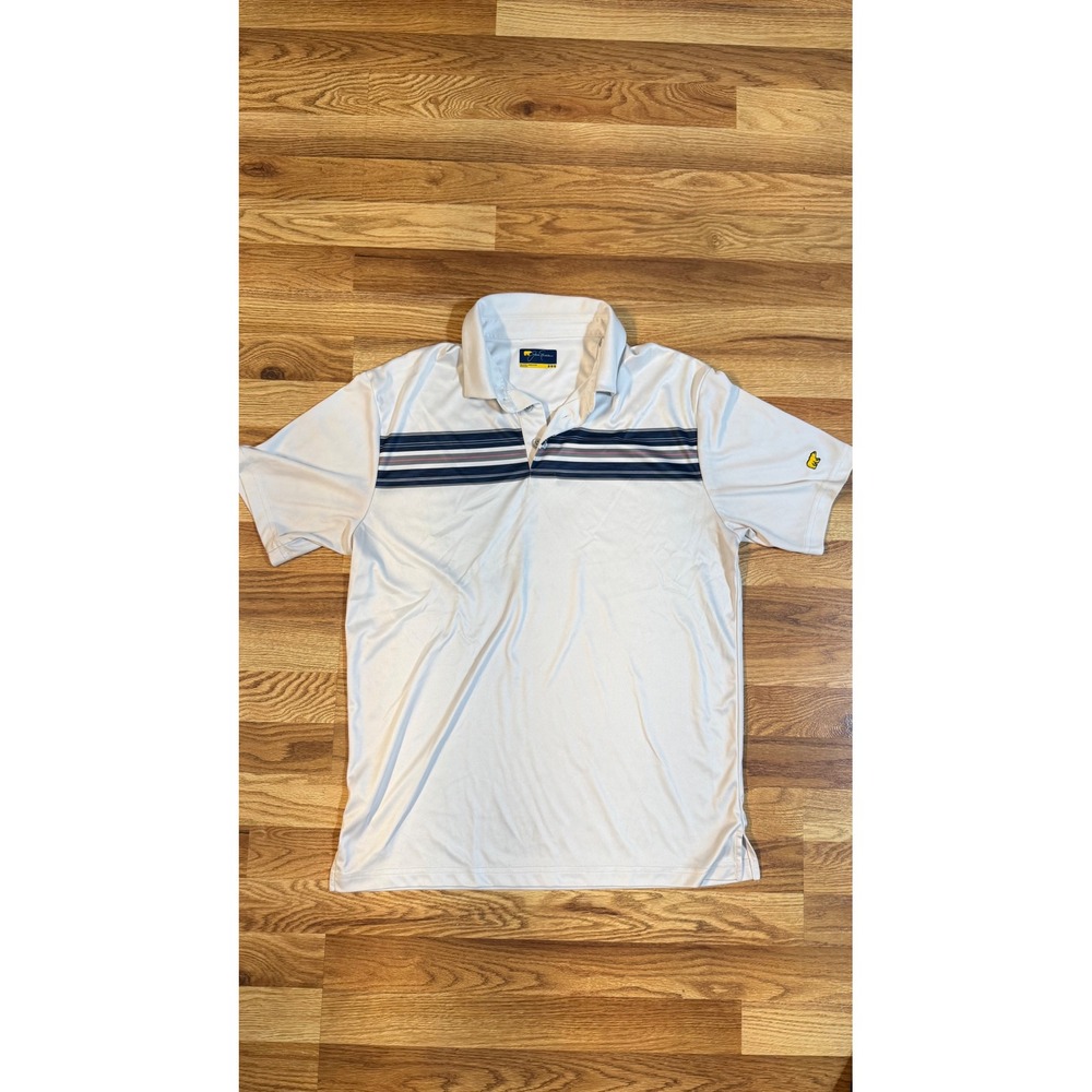 Jack Nicklaus Golden Bear Mens Golf Polo Shirt White Striped Performance Size M